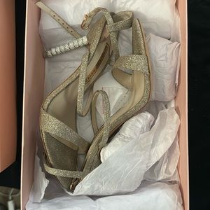 Sophia Webster Rosalind Crystal Heels - Champagne Glitter, Size 40